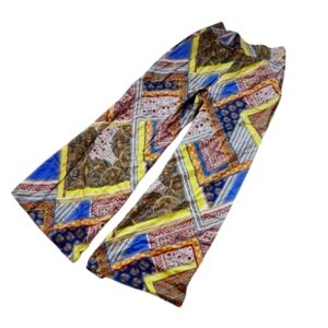 NWT L'Agence smock waist wide leg paisley print abstract marigold pants